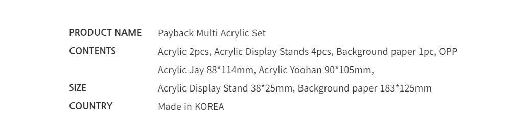 Payback Multi Acrylic Stand Set Collectible Character Display Standees