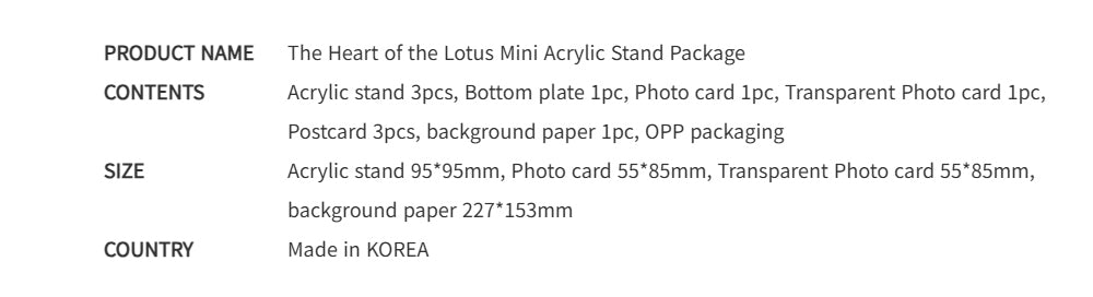 The Heart of the Lotus Mini Acrylic Stand Package Official Webtoon Display