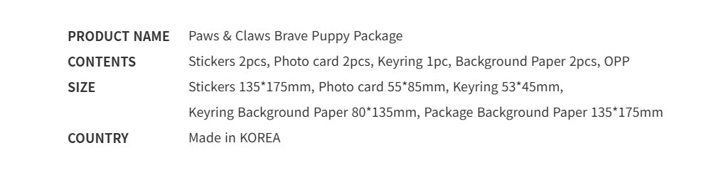 Paws and Claws Brave Puppy Package Character Goods Gift Set