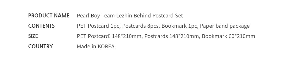 Official Pearl Boy Team Lezhin Behind-the-Scenes Collectible Postcard Set