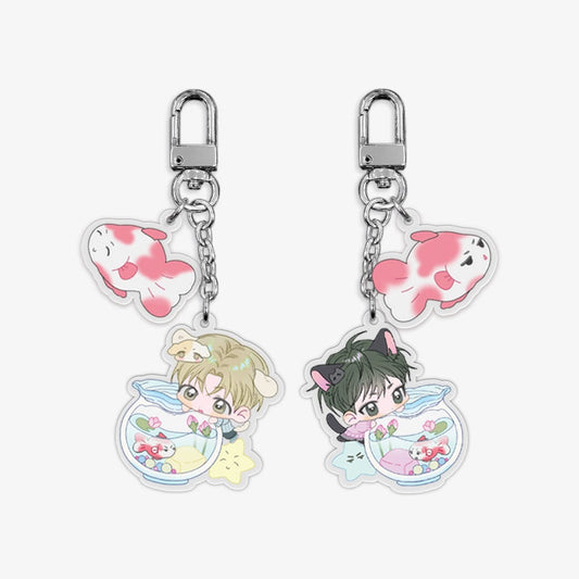 Charming Pond Where Flowers Fall Fishbowl Keyrings Set Anime Collectible Art