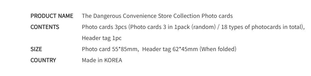 Exclusive 'Dangerous Convenience Store' Webtoon Photo Cards Collection Set