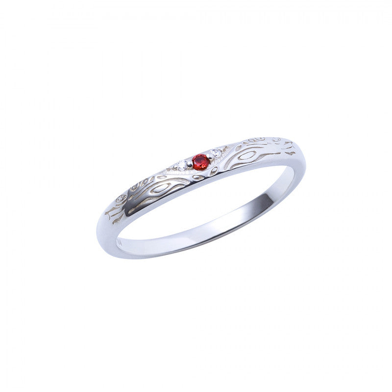 Hikaru Silver Ring: The Summer Light Died Anime SV925 Red Stone