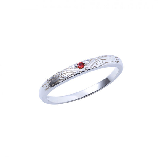 Hikaru Silver Ring: The Summer Light Died Anime SV925 Red Stone
