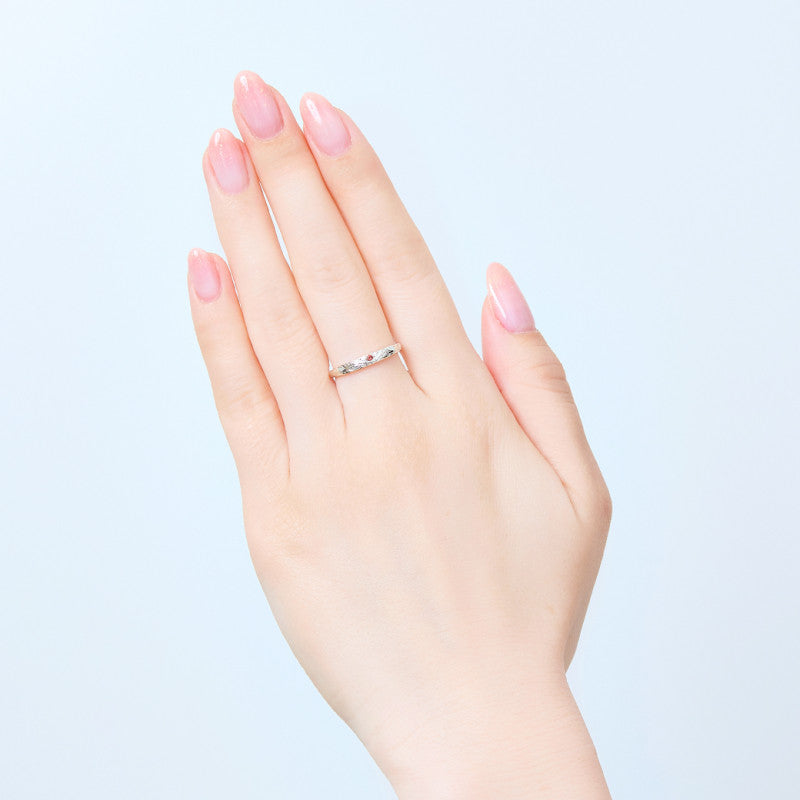 Hikaru Silver Ring: The Summer Light Died Anime SV925 Red Stone