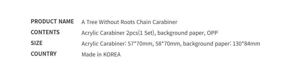 Official 'A Tree Without Roots' Character Chain Carabiner Keychain - Webtoon Merchandise