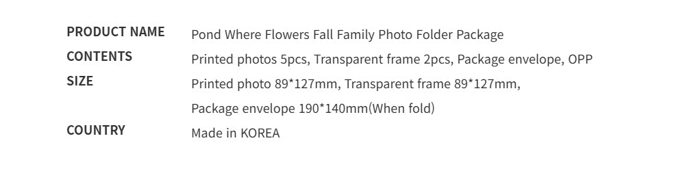 Pond Where Flowers Fall Family Photo Folder Package Official Webtoon Merch