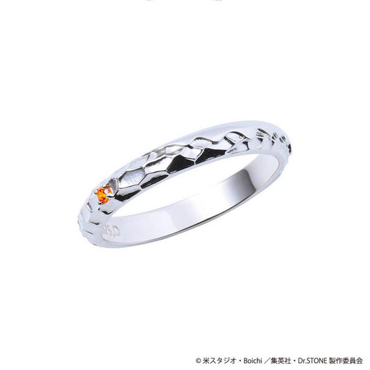 Dr.STONE Ryusui Nanami Silver Ring: Petrification Liquid Texture, Cubic Zirconia