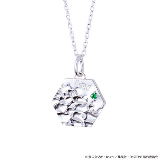 Dr.STONE Ishigami Senku Silver Necklace, E=mc2 Engraved Cubic Zirconia Pendant