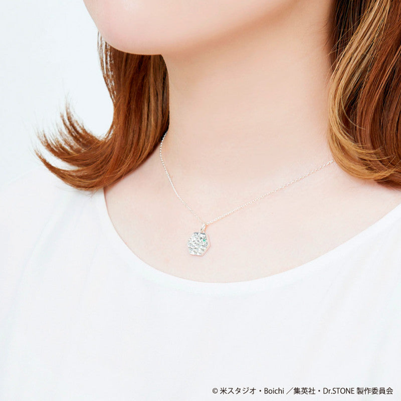 Dr.STONE Ishigami Senku Silver Necklace, E=mc2 Engraved Cubic Zirconia Pendant