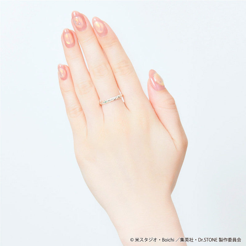 Official Dr.STONE Senku Ishigami E=mc2 Symbol Silver Ring Cubic Zirconia