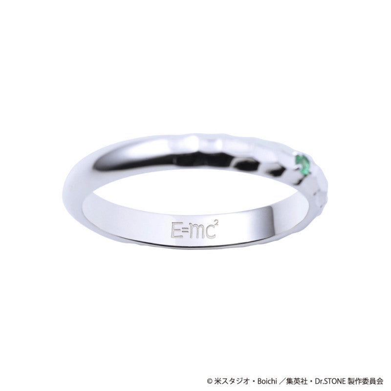 Official Dr.STONE Senku Ishigami E=mc2 Symbol Silver Ring Cubic Zirconia