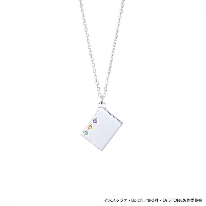 Dr.STONE Kingdom of Science Flag Sterling Silver Necklace with Gemstones
