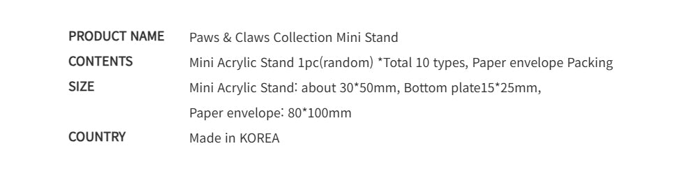 Paws & Claws Webtoon Character Acrylic Mini Stand - Official Collection Merchandise