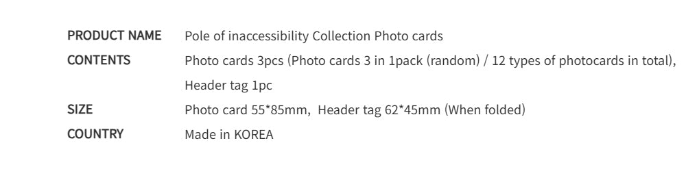 Exclusive Pole of Inaccessibility Collection Photo Cards - Official Webtoon Merchandise Set
