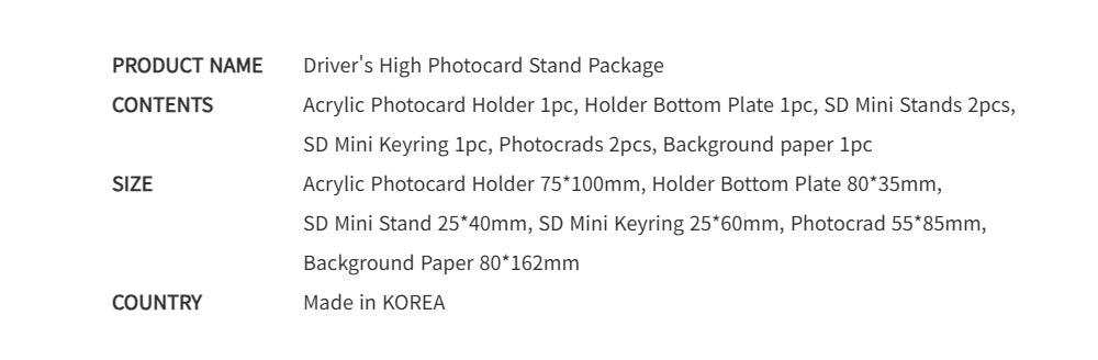 Driver's High Official Webtoon Photocard Stand Package with Exclusive Artwork