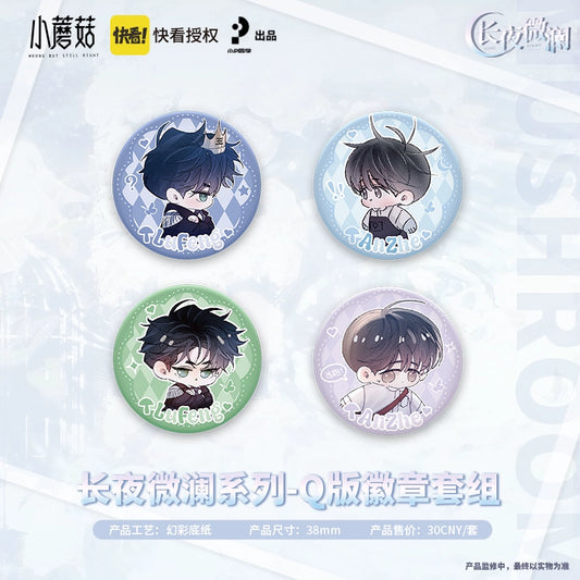 [Spot] small mushroom tinplate badge Q version of the bar chirp Polaroid fold around Lu Feng Long night slight