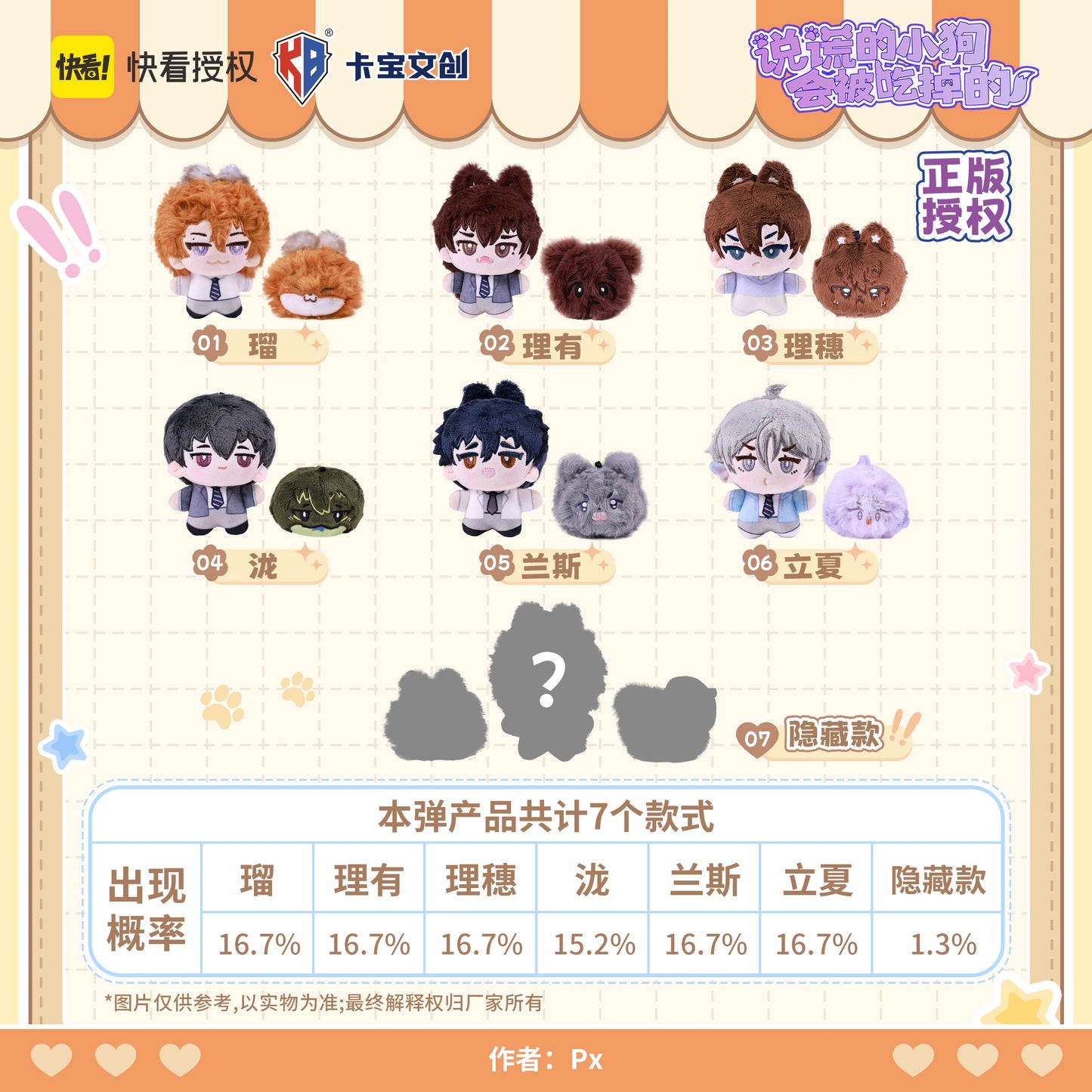 Pre-sale Kabao cultural and creative lying puppy will be eaten plush doll blind box quick to see comics genuine authorization