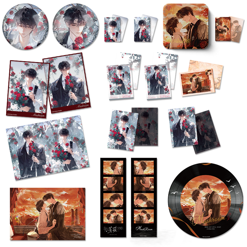 Izumi anime small mushroom peripherals Juliet series badges Polaroid colored paper card bar sunset