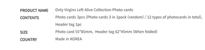 Official Only Virgins Left Alive Webtoon Collectible Photo Card Set