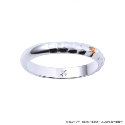 Dr.STONE Ryusui Nanami Silver Ring: Petrification Liquid Texture, Cubic Zirconia