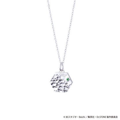 Dr.STONE Ishigami Senku Silver Necklace, E=mc2 Engraved Cubic Zirconia Pendant