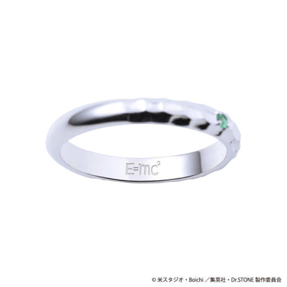 Official Dr.STONE Senku Ishigami E=mc2 Symbol Silver Ring Cubic Zirconia